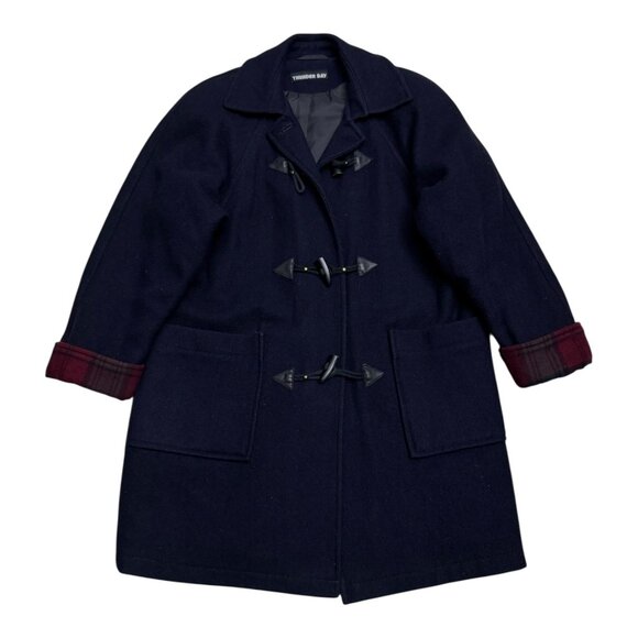 VINTAGE 70s THUNDER BAY Wool Blue  Luxury Retro Winter Parka Pea Coat Womens 8 - Picture 1 of 5